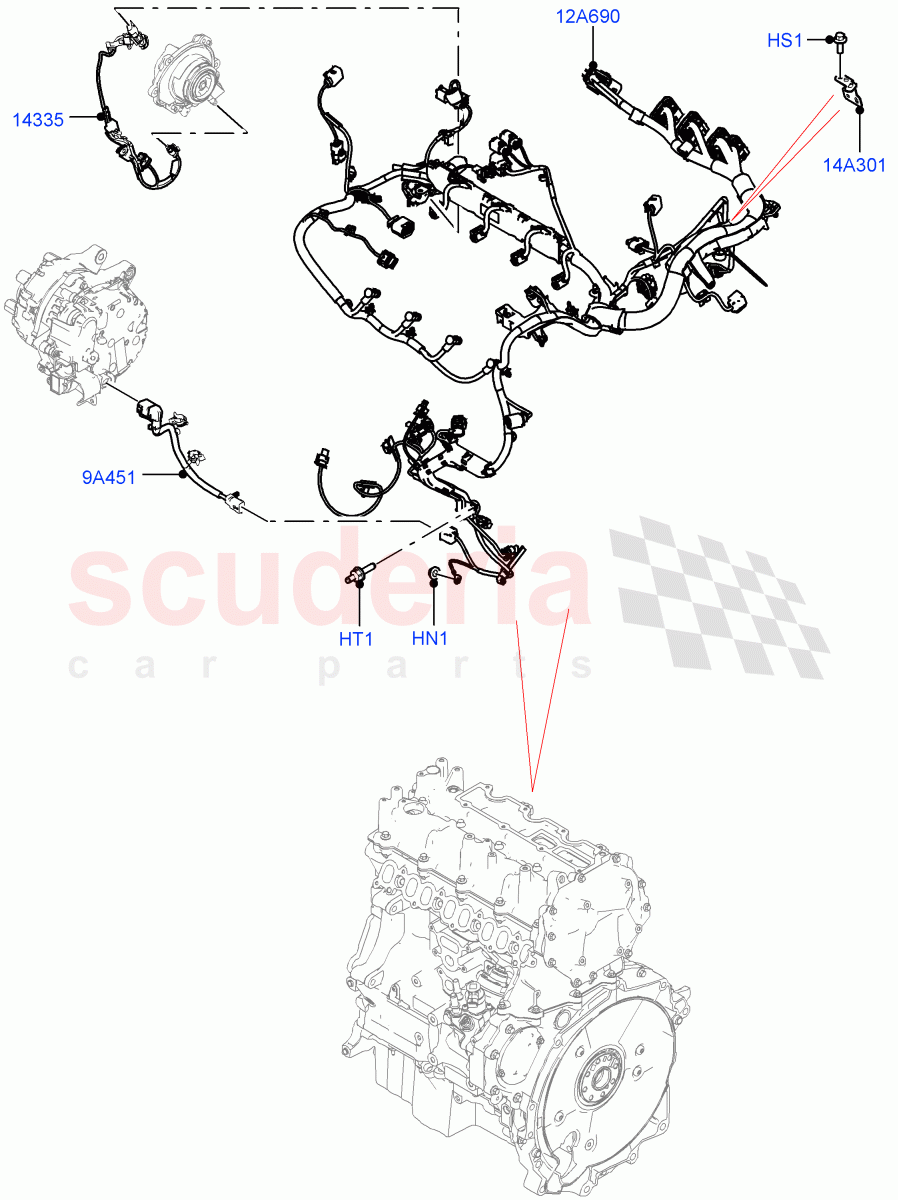 Engine Harness (2.0L AJ21D4 Diesel Mid, Itatiaia (Brazil)) of Land Rover Land Rover Range Rover Evoque (2019+) [1.5 I3 Turbo Petrol AJ20P3]