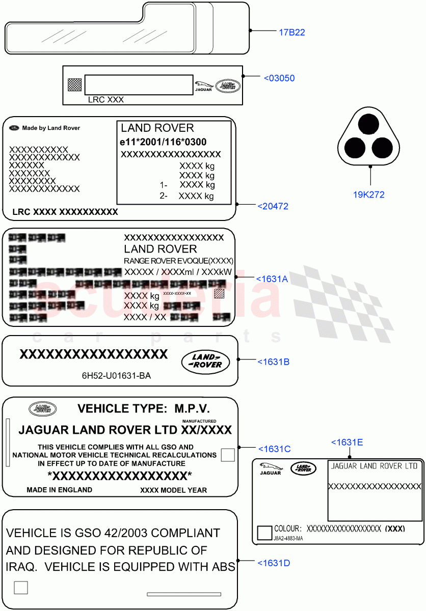 Labels(Information)(Halewood (UK)) of Land Rover Land Rover Range Rover Evoque (2012-2018) [2.0 Turbo Petrol AJ200P]