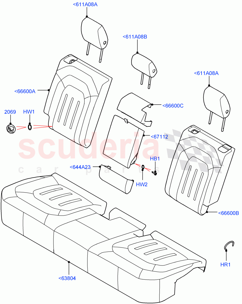 Rear Seat Covers(Short Wheelbase,Taurus Leather/Perf Fabric(Dynamic),Rr Seat 40/20/40 Fixed Cushion)((V)FROMM2000001) of Land Rover Land Rover Defender (2020+) [2.0 Turbo Diesel]