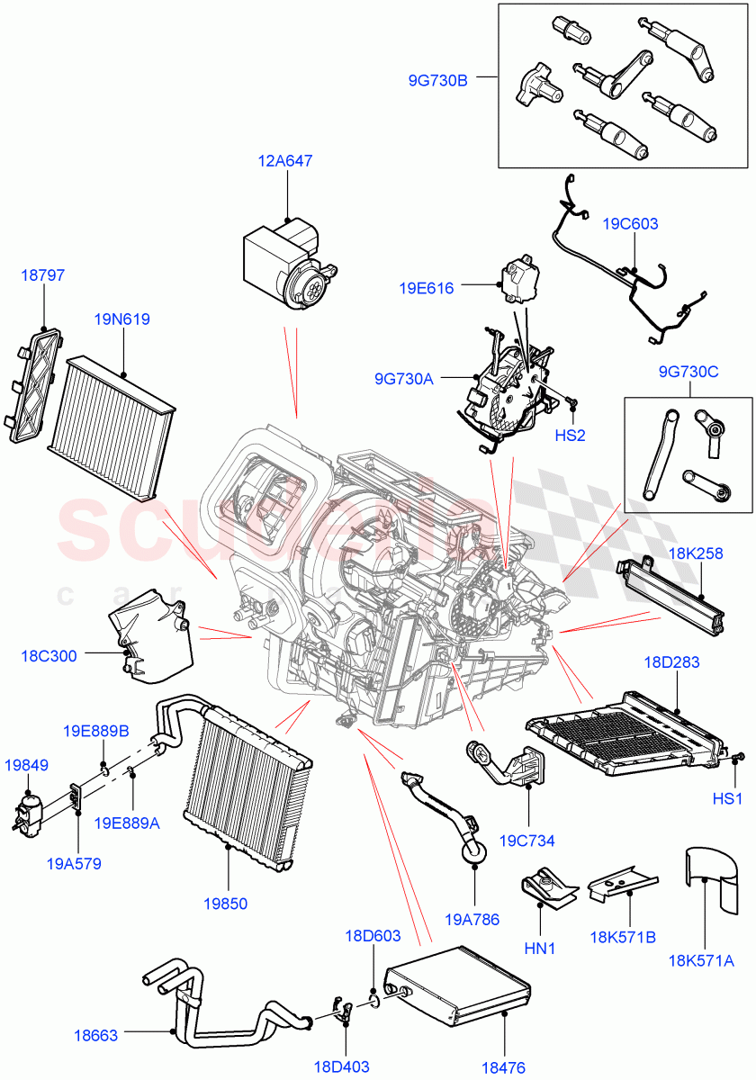 Heater/Air Cond.Internal Components (Itatiaia (Brazil)) of Land Rover Land Rover Range Rover Evoque (2019+) [1.5 I3 Turbo Petrol AJ20P3]