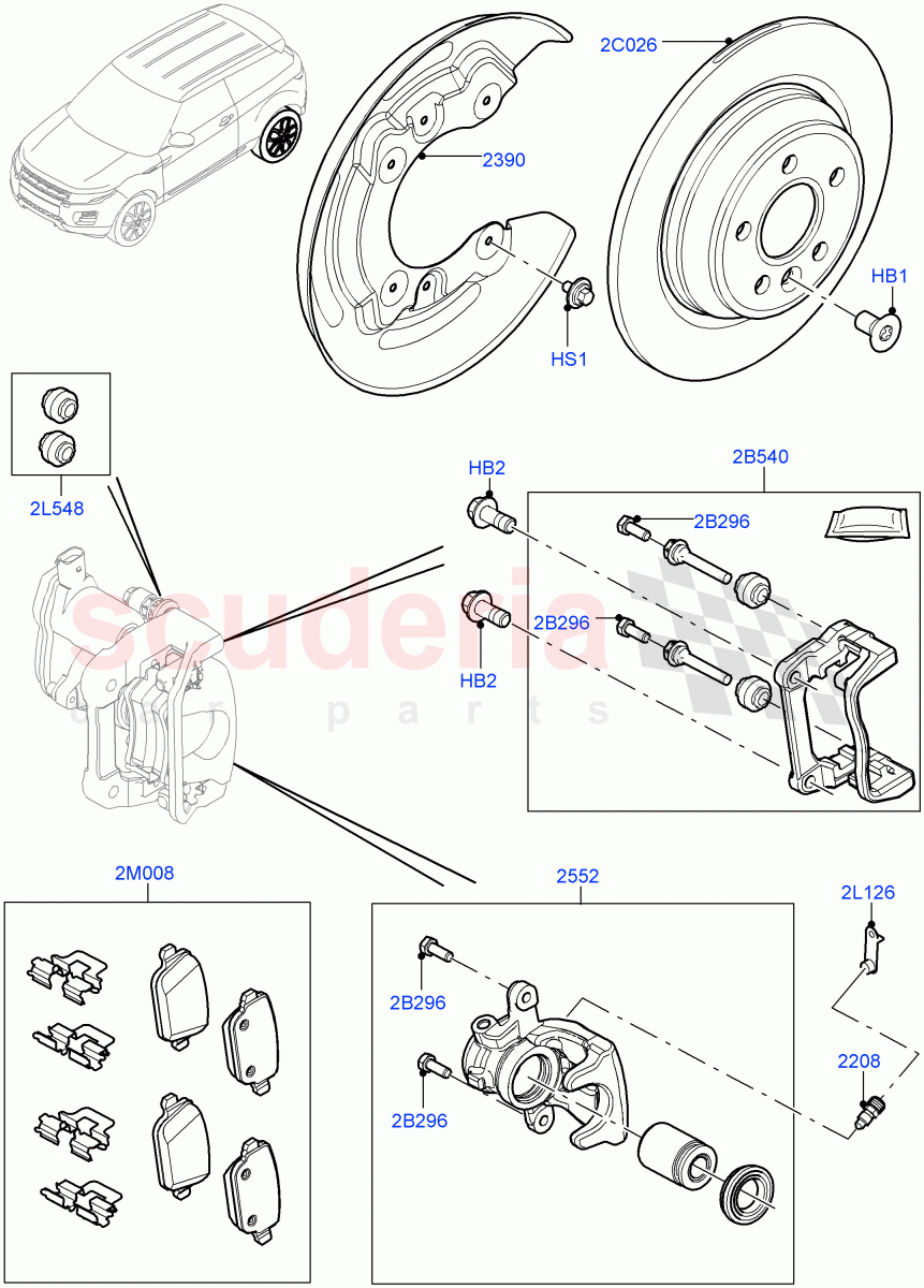 Rear Brake Discs And Calipers (Changsu (China)) ((V) FROMEG000001, (V) TOGG134737) of Land Rover Land Rover Range Rover Evoque (2012-2018) [2.0 Turbo Petrol GTDI]