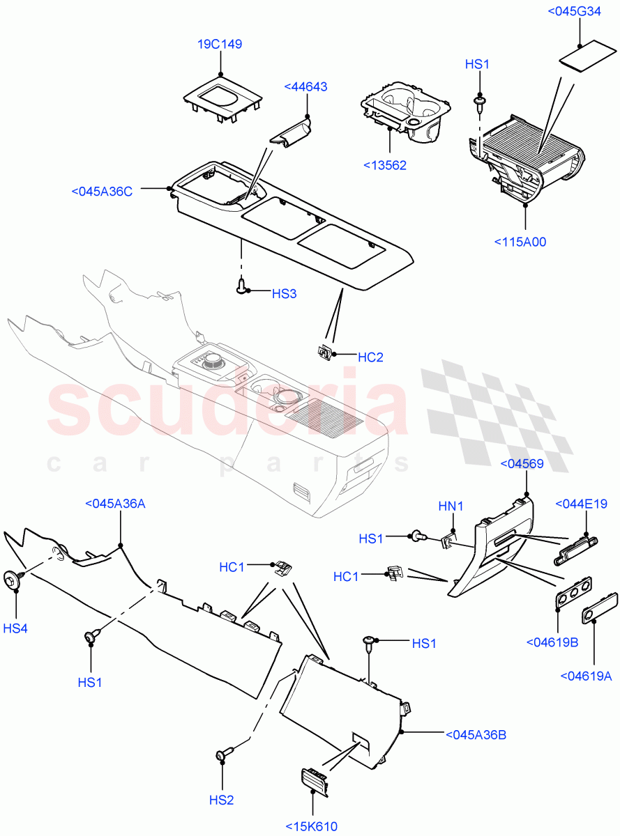 Console - Floor (External Components) (Itatiaia (Brazil), Low Line Cubby Box) ((V) FROMGT000001, (V) TOKT999999) of Land Rover Land Rover Discovery Sport (2015+) [2.0 Turbo Diesel AJ21D4]