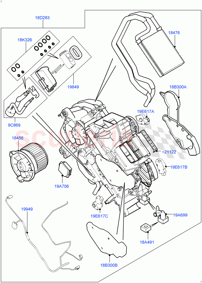 Heater/Air Cond.Internal Components(Auxiliary Heater)(Premium Air Conditioning-Front/Rear)((V)FROMKA000001) of Land Rover Land Rover Range Rover Sport (2014+) [2.0 Turbo Diesel]