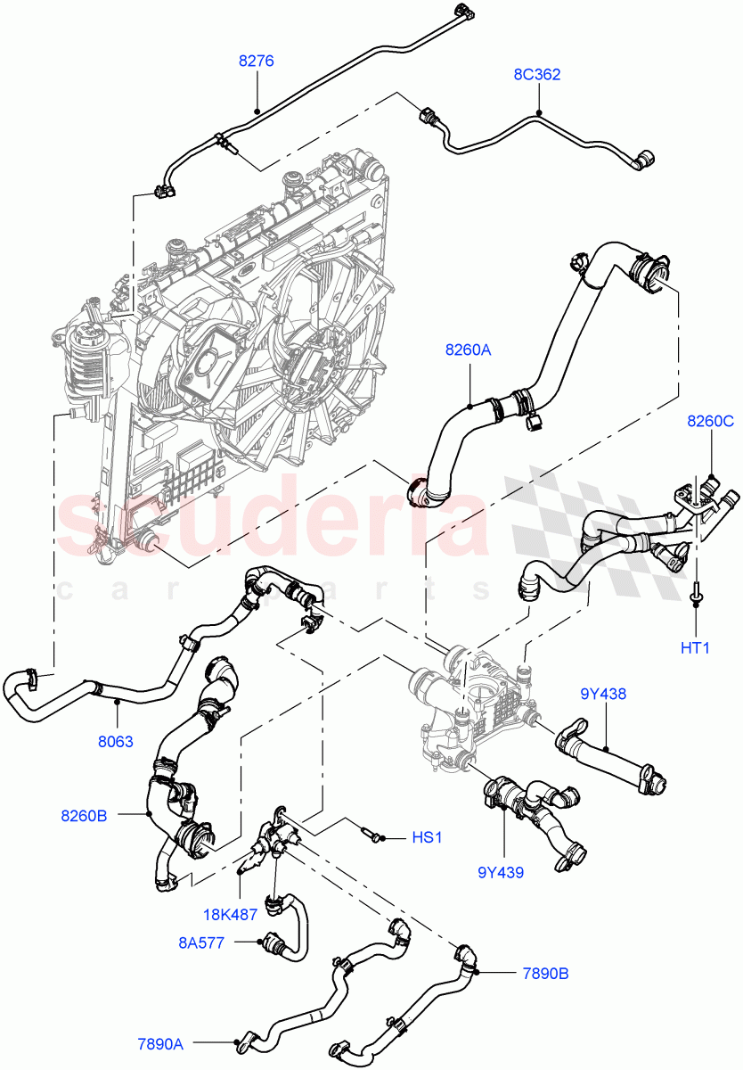 Cooling System Pipes And Hoses(4.4L DOHC DITC V8 Diesel,Active Tranmission Warming)((V)FROMKA000001) of Land Rover Land Rover Range Rover (2012-2021) [4.4 DOHC Diesel V8 DITC]