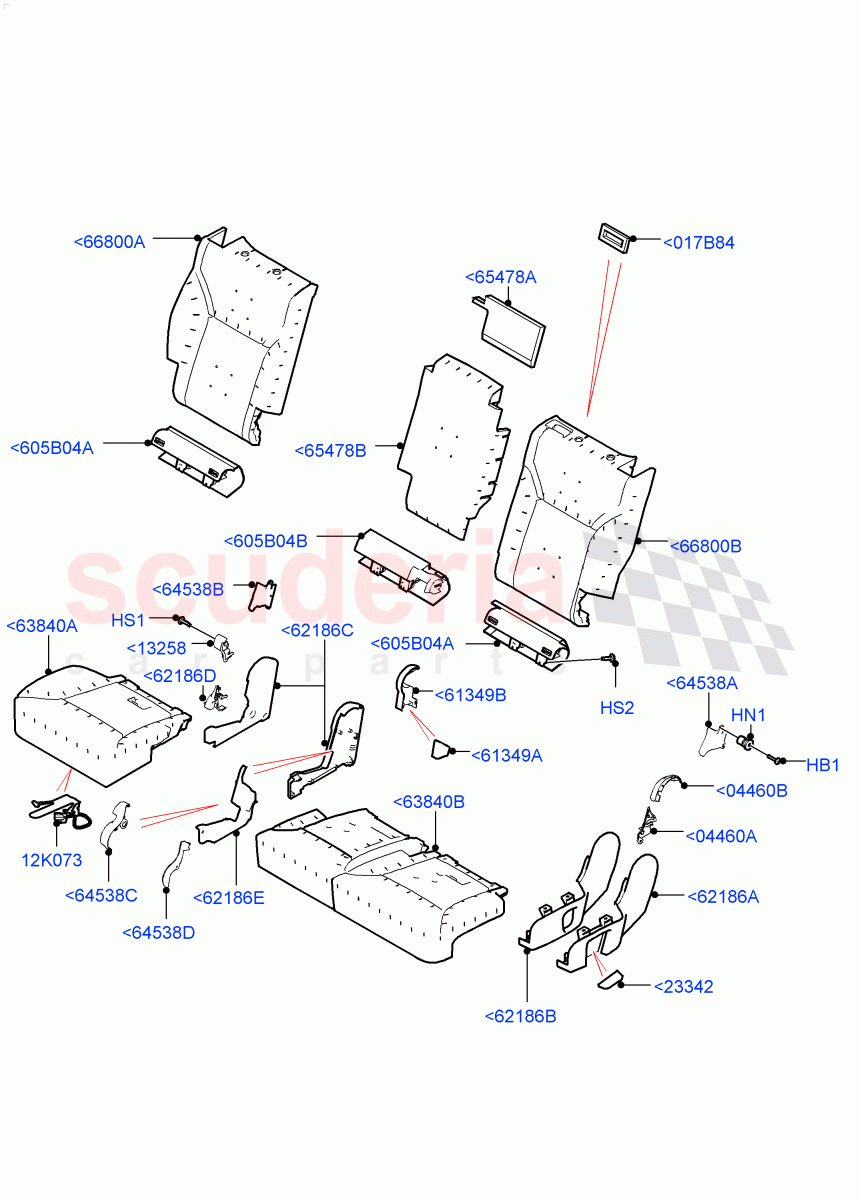 Rear Seat Pads/Valances & Heating(Solihull Plant Build, Pads/Valances)(Version - Core,60/40 Load Through With Slide)((V)FROMHA000001) of Land Rover Land Rover Discovery 5 (2017+) [3.0 DOHC GDI SC V6 Petrol]