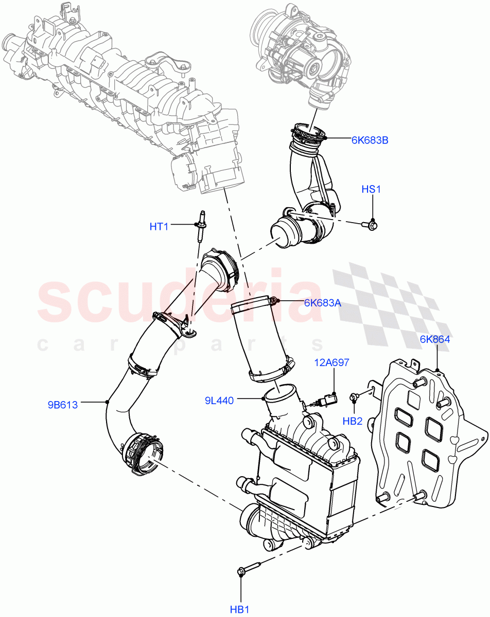 Intercooler/Air Ducts And Hoses (2.0L AJ21D4 Diesel Mid, Halewood (UK)) ((V) FROMMH000001) of Land Rover Land Rover Discovery Sport (2015+) [2.0 Turbo Diesel AJ21D4]