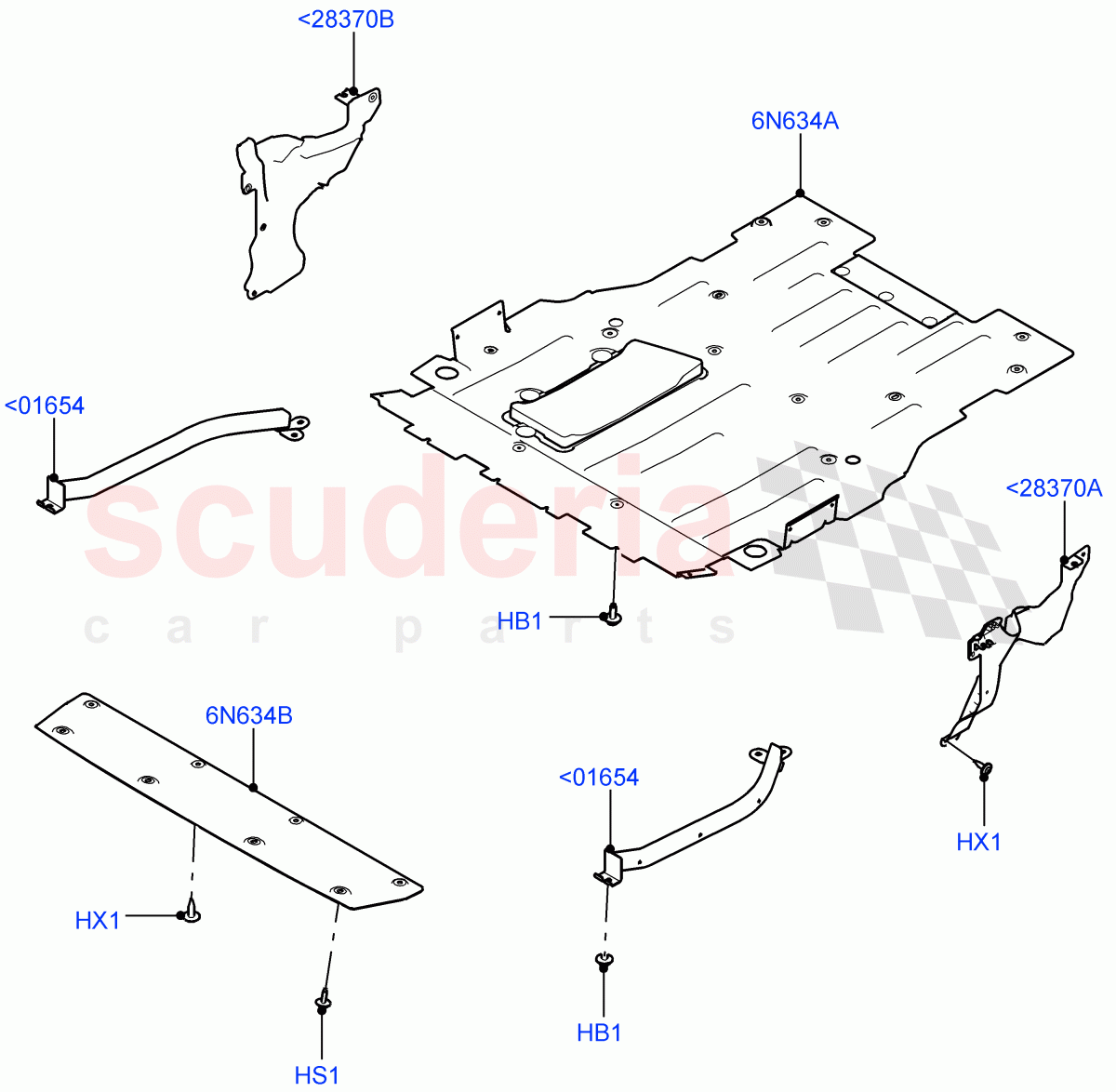 Splash And Heat Shields (Front Section) (Itatiaia (Brazil)) of Land Rover Land Rover Range Rover Evoque (2019+) [1.5 I3 Turbo Petrol AJ20P3]