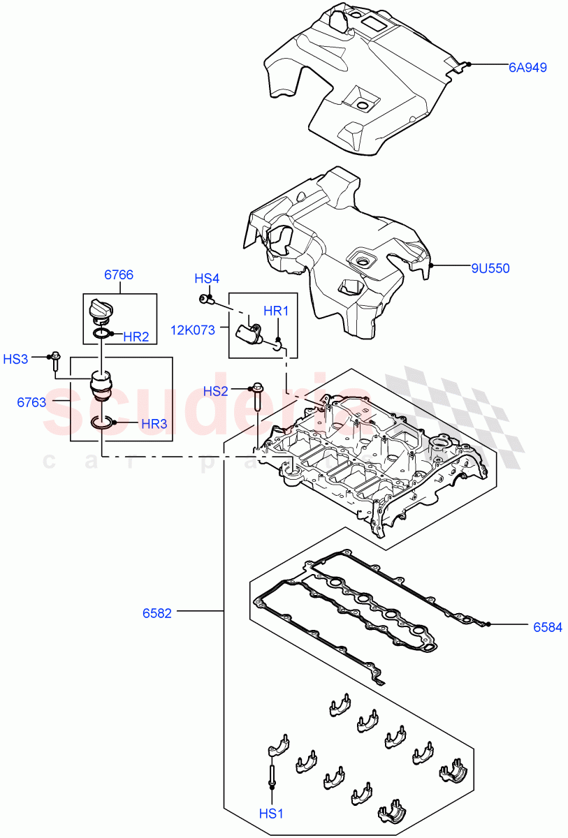 Cylinder Head Cover (2.0L AJ20P4 Petrol High PTA, Halewood (UK), 2.0L AJ20P4 Petrol E100 PTA, 2.0L AJ20P4 Petrol Mid PTA) of Land Rover Land Rover Range Rover Evoque (2019+) [2.0 Turbo Petrol AJ200P]
