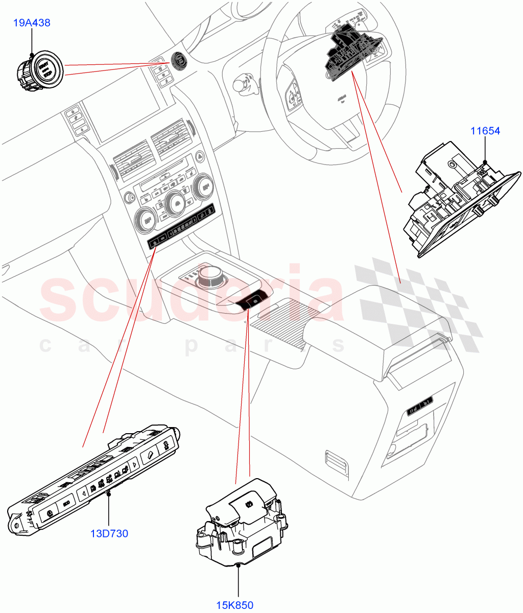 Switches(Facia And Console)(Halewood (UK))((V)TOKH999999) of Land Rover Land Rover Discovery Sport (2015+) [2.0 Turbo Diesel AJ21D4]