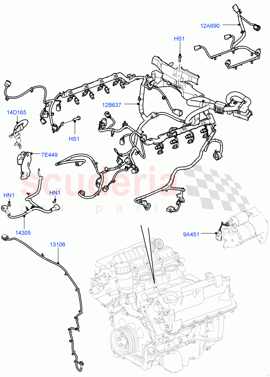 Electrical Wiring - Engine And Dash(5.0L OHC SGDI SC V8 Petrol - AJ133)((V)TOHA999999) of Land Rover Land Rover Range Rover (2012-2021) [3.0 Diesel 24V DOHC TC]