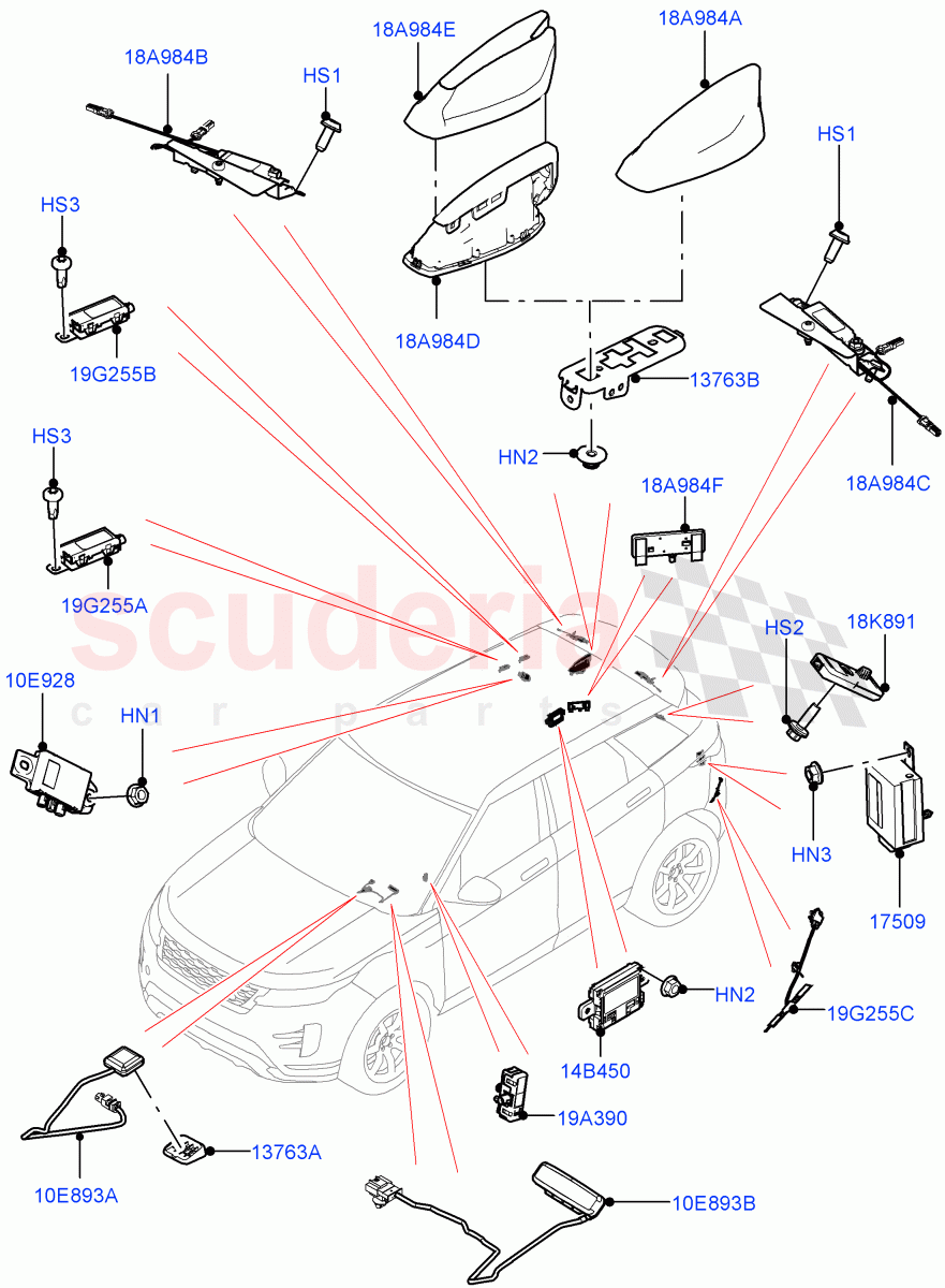 Aerial(Halewood (UK)) of Land Rover Land Rover Range Rover Evoque (2019+) [2.0 Turbo Diesel AJ21D4]