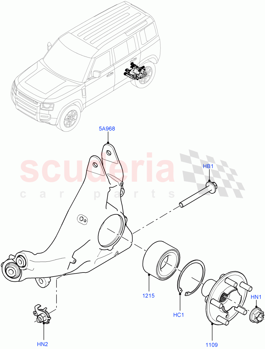 Rear Knuckle And Hub of Land Rover Land Rover Defender (2020+) [5.0 OHC SGDI SC V8 Petrol]