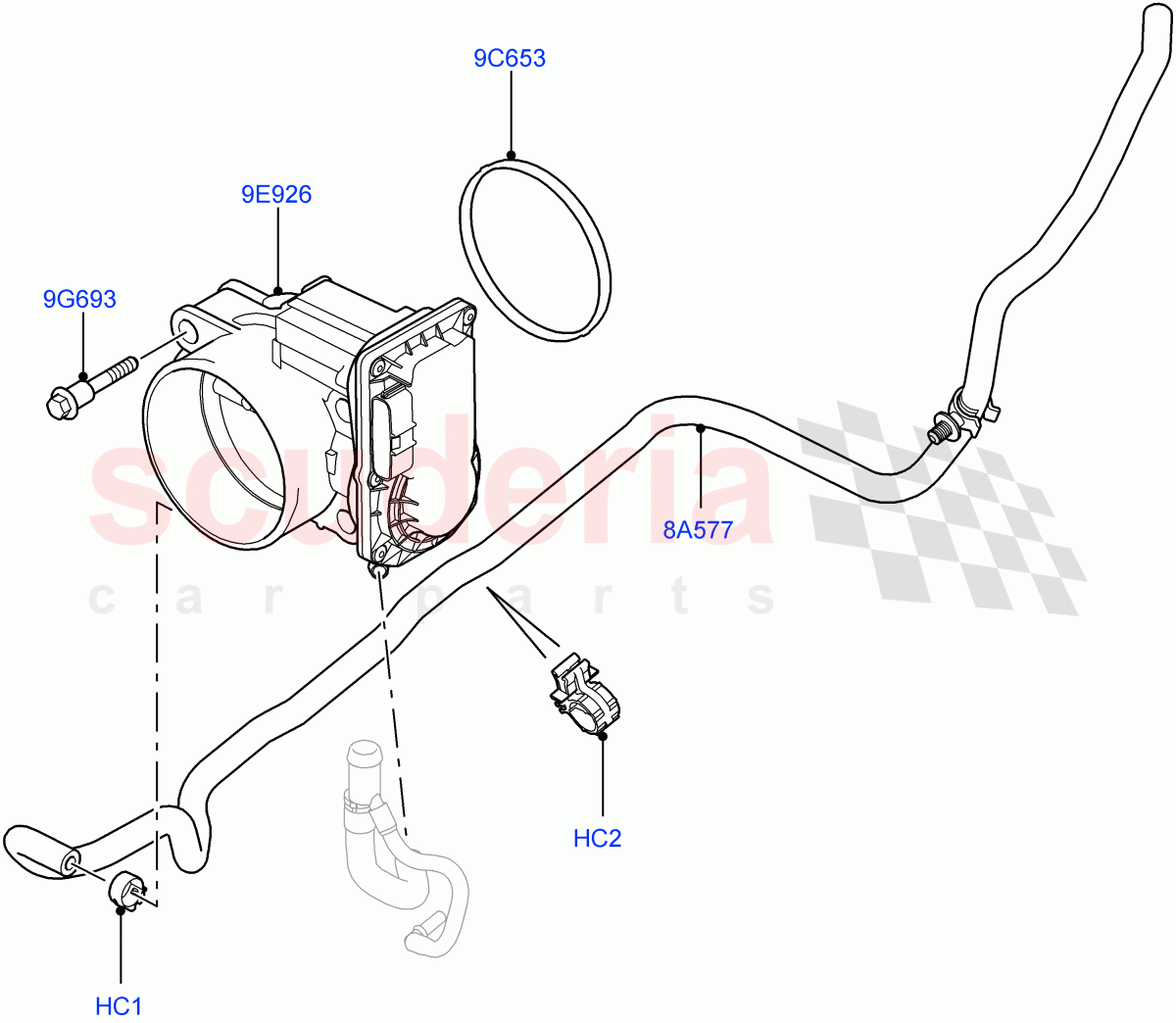 Throttle Housing (5.0L OHC SGDI NA V8 Petrol - AJ133) ((V) FROMAA000001) of Land Rover Land Rover Range Rover Sport (2010-2013) [5.0 OHC SGDI NA V8 Petrol]