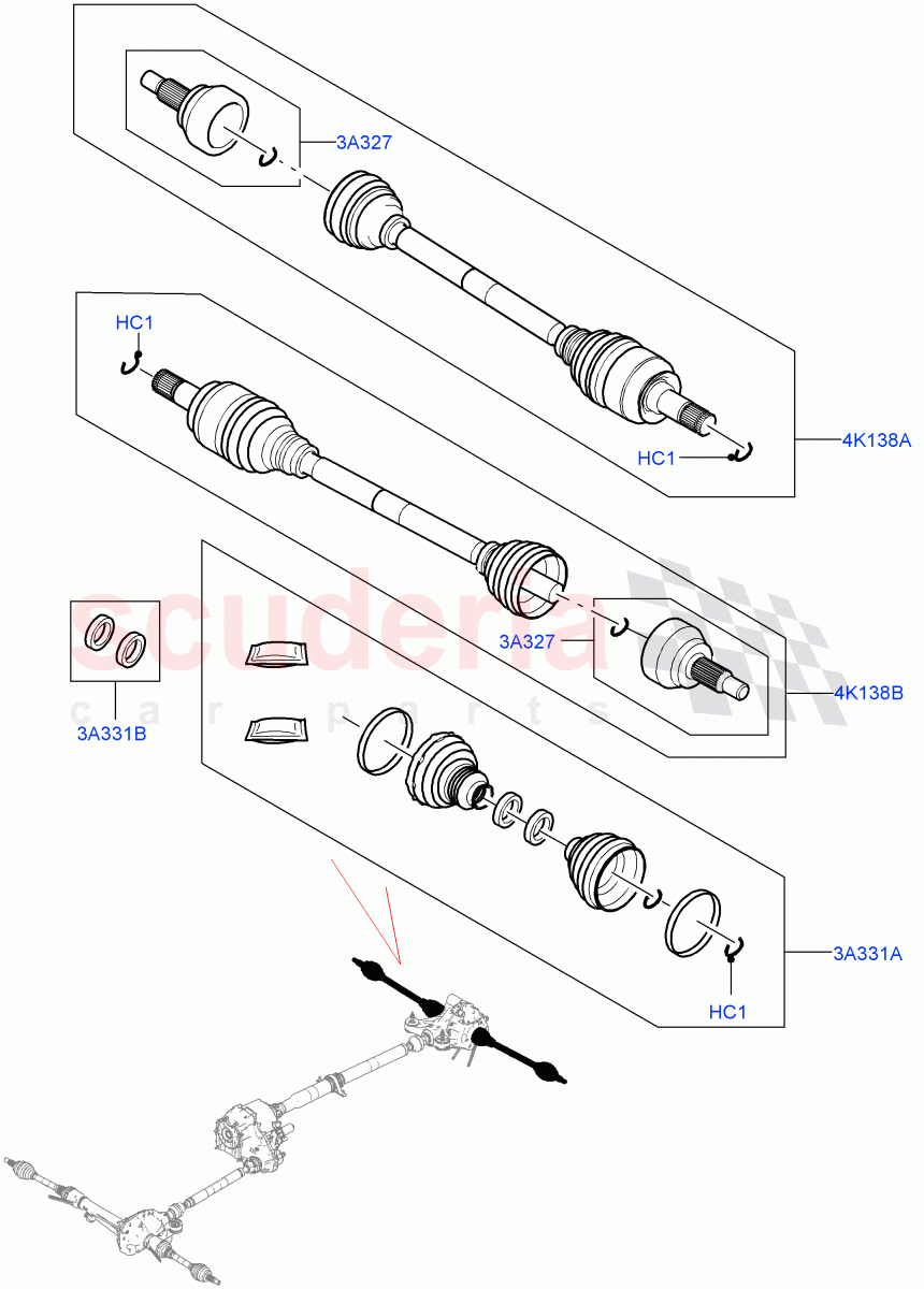 Drive Shaft - Rear Axle Drive (Driveshaft) of Land Rover Land Rover Range Rover (2022+) [3.0 I6 Turbo Diesel AJ20D6]