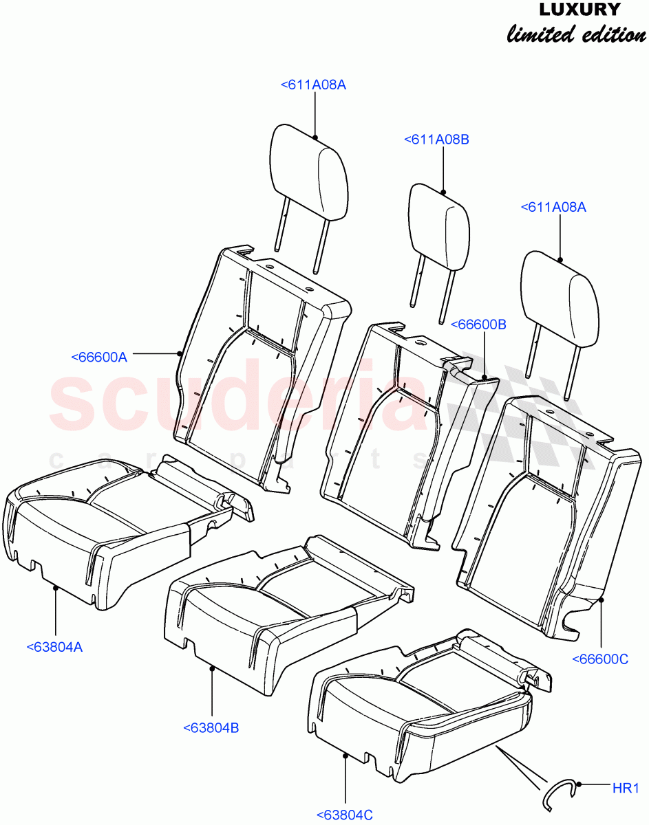 Rear Seat Covers (With 35/30/35 Split Fold Rear Seat) ((V) FROMCA000001) of Land Rover Land Rover Discovery 4 (2010-2016) [5.0 OHC SGDI NA V8 Petrol]