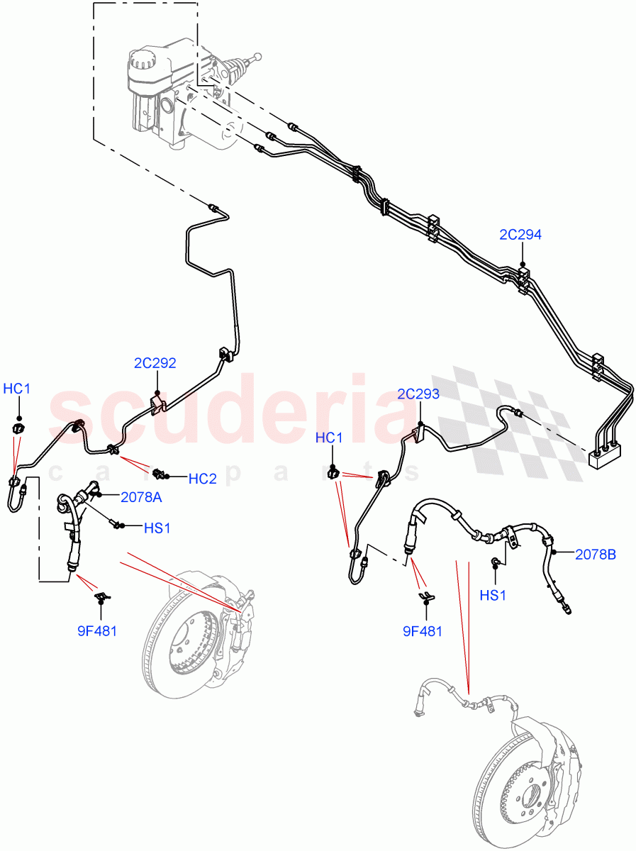 Front Brake Pipes(RHD) of Land Rover Land Rover Range Rover (2022+) [4.4 V8 Turbo Petrol NC10]