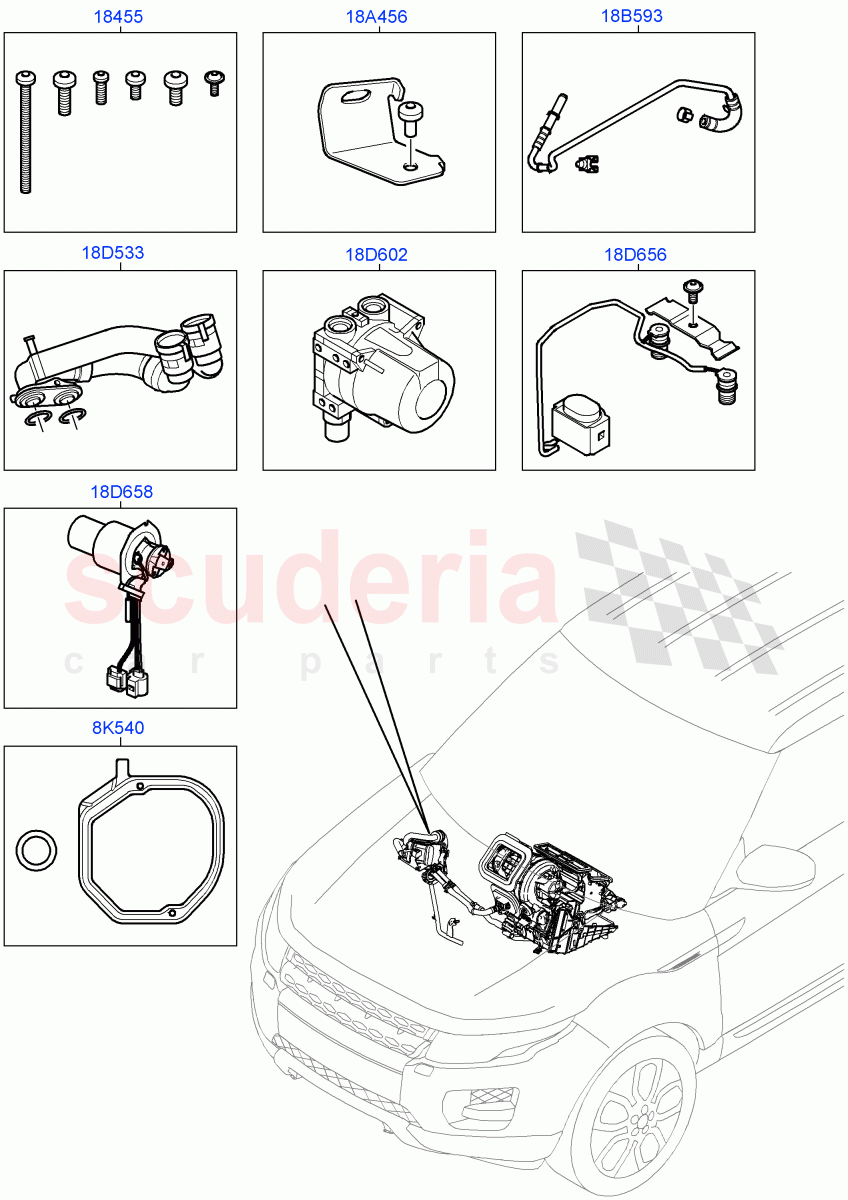 Auxiliary Fuel Fired Pre-Heater (Page B) (Changsu (China), Fuel Fired Heater With Park Heat, With Fuel Fired Heater) ((V) FROMEG000001) of Land Rover Land Rover Range Rover Evoque (2012-2018) [2.0 Turbo Diesel]