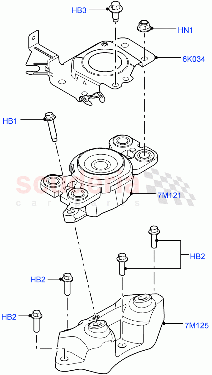 Transmission Mounting(2.0L I4 DSL MID DOHC AJ200,9 Speed Auto AWD,Halewood (UK),2.0L I4 DSL HIGH DOHC AJ200)((V)FROMGH000001) of Land Rover Land Rover Range Rover Evoque (2012-2018) [2.0 Turbo Diesel]