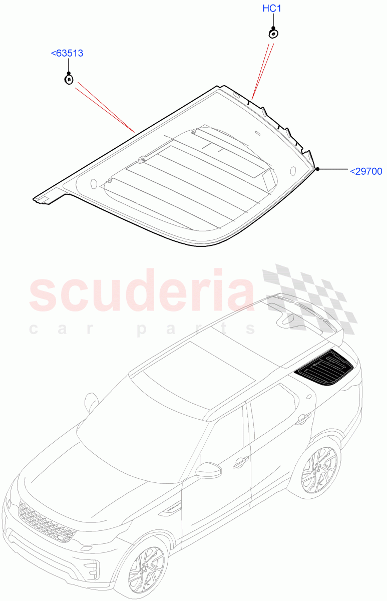 Quarter Windows(Solihull Plant Build)(Version - Core)((V)FROMHA000001) of Land Rover Land Rover Discovery 5 (2017+) [3.0 I6 Turbo Diesel AJ20D6]