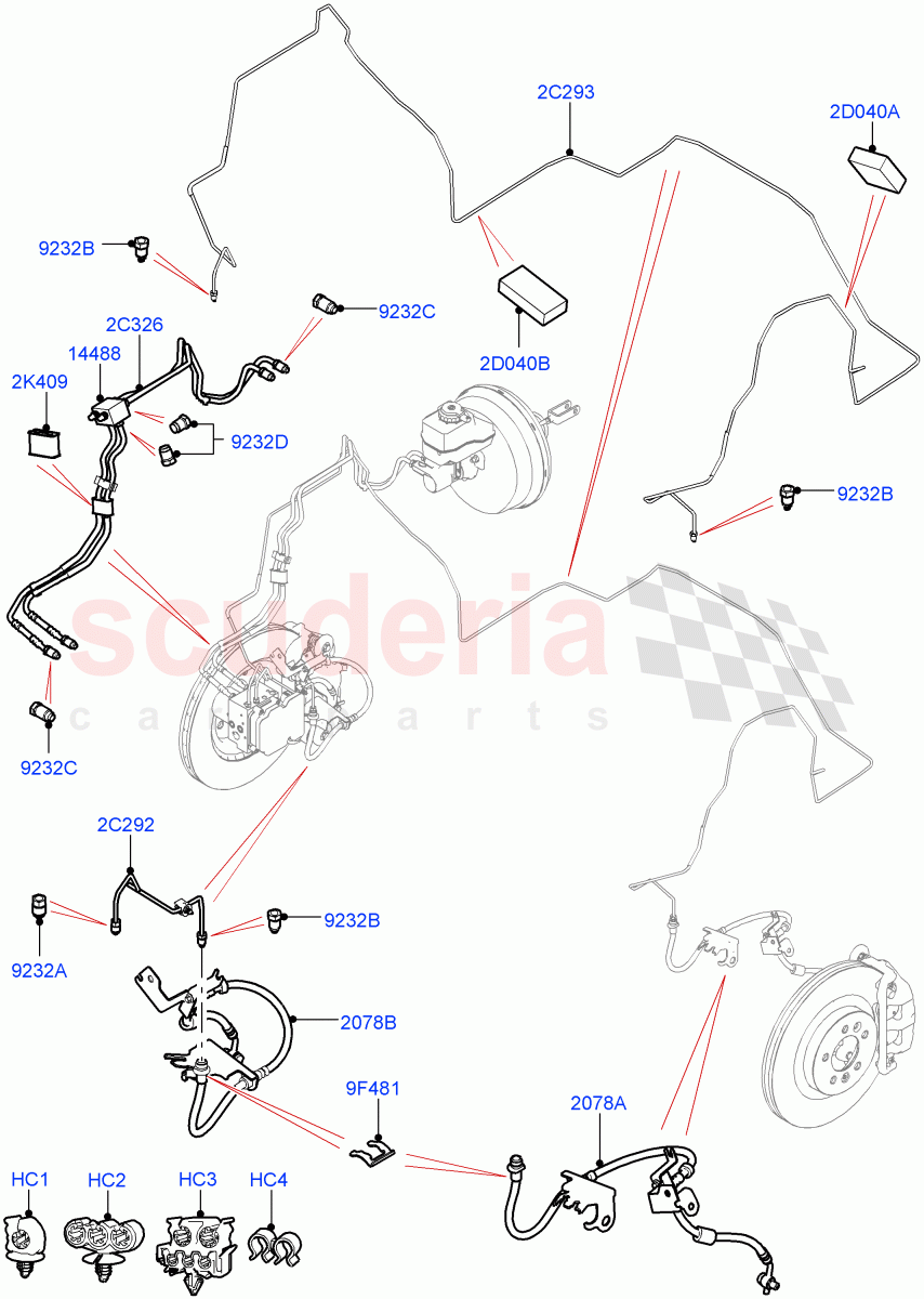 Front Brake Pipes(Solihull Plant Build)(RHD)((V)FROMHA000001) of Land Rover Land Rover Discovery 5 (2017+) [3.0 I6 Turbo Diesel AJ20D6]