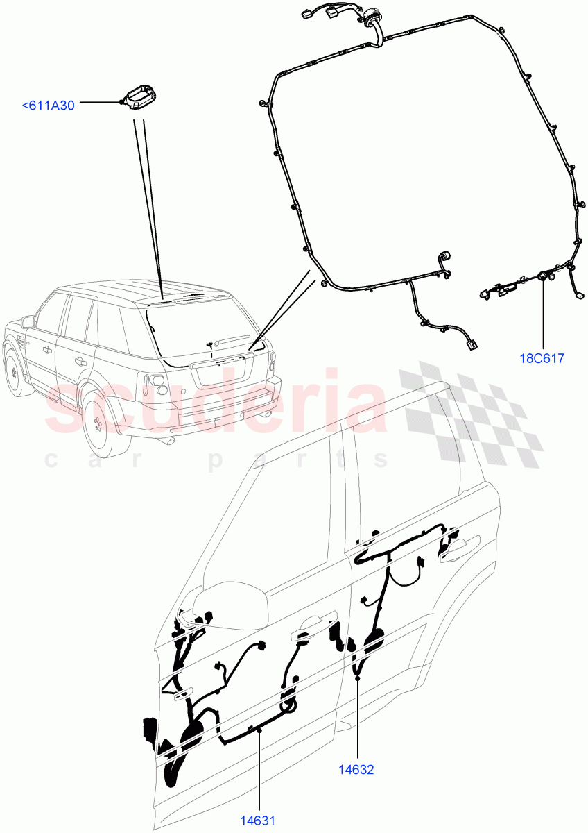 Electrical Wiring - Body And Rear (Front And Rear Doors) ((V) FROMCA000001) of Land Rover Land Rover Range Rover Sport (2010-2013) [5.0 OHC SGDI SC V8 Petrol]