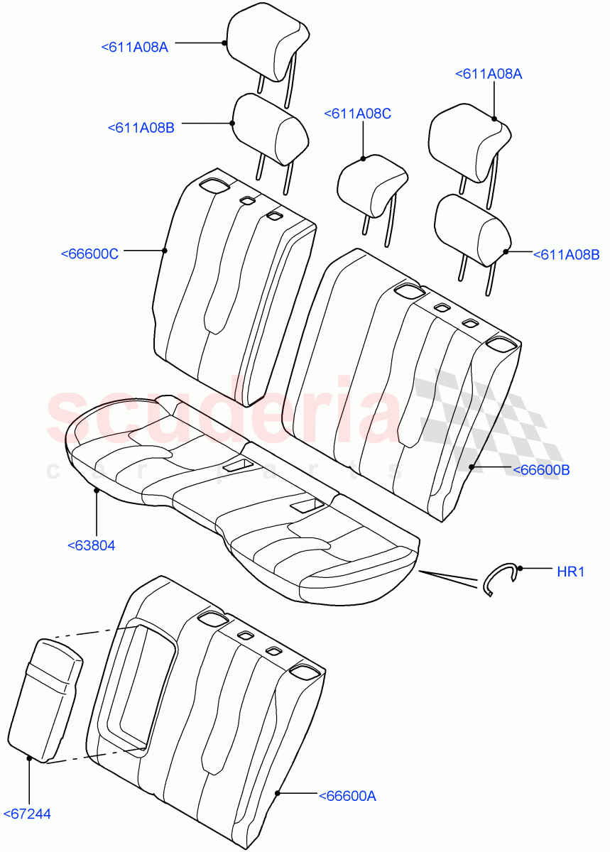 Rear Seat Covers (Taurus Leather, Halewood (UK), With 60/40 Split - Folding Rr Seat, 2nd Row Seat 60/40 (3 P) - Folding) of Land Rover Land Rover Range Rover Evoque (2012-2018) [2.0 Turbo Petrol GTDI]