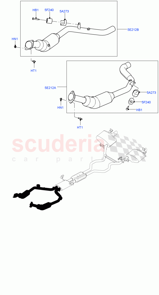 Exhaust System (Front Section) (3.0L DOHC GDI SC V6 PETROL) of Land Rover Land Rover Range Rover (2012-2021) [3.0 DOHC GDI SC V6 Petrol]