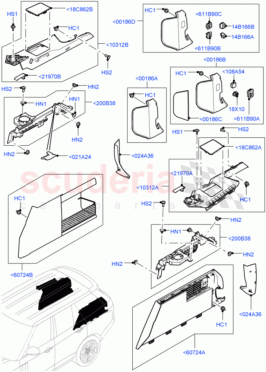 Side Trim(Luggage Compartment)(With 60/40 Manual Fold Thru Rr Seat) of Land Rover Land Rover Range Rover (2012-2021) [3.0 Diesel 24V DOHC TC]