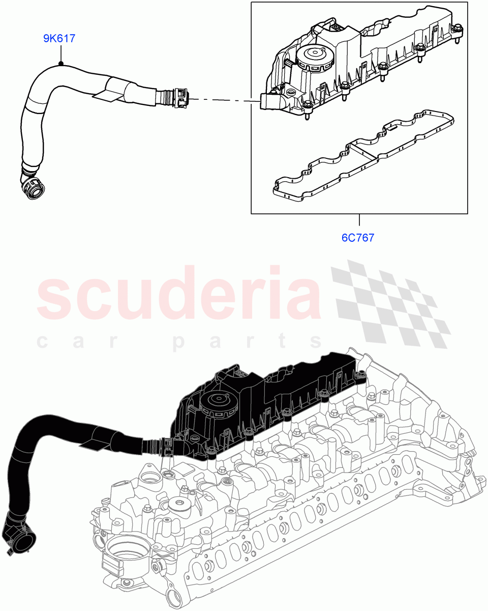 Emission Control - Crankcase(Nitra Plant Build)(3.0L AJ20D6 Diesel High)((V)FROMM2000001) of Land Rover Land Rover Defender (2020+) [3.0 I6 Turbo Diesel AJ20D6]