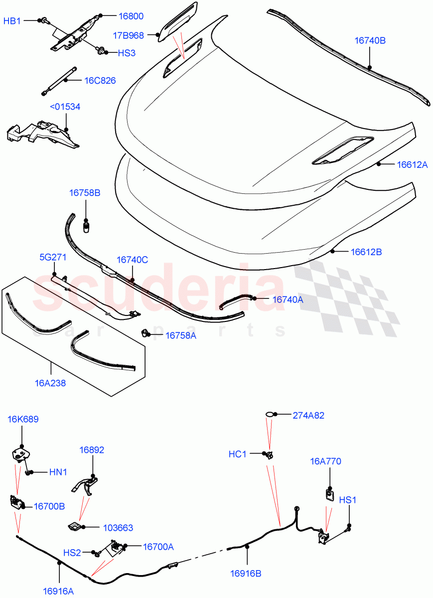 Hood And Related Parts (Changsu (China)) of Land Rover Land Rover Range Rover Evoque (2019+) [1.5 I3 Turbo Petrol AJ20P3]