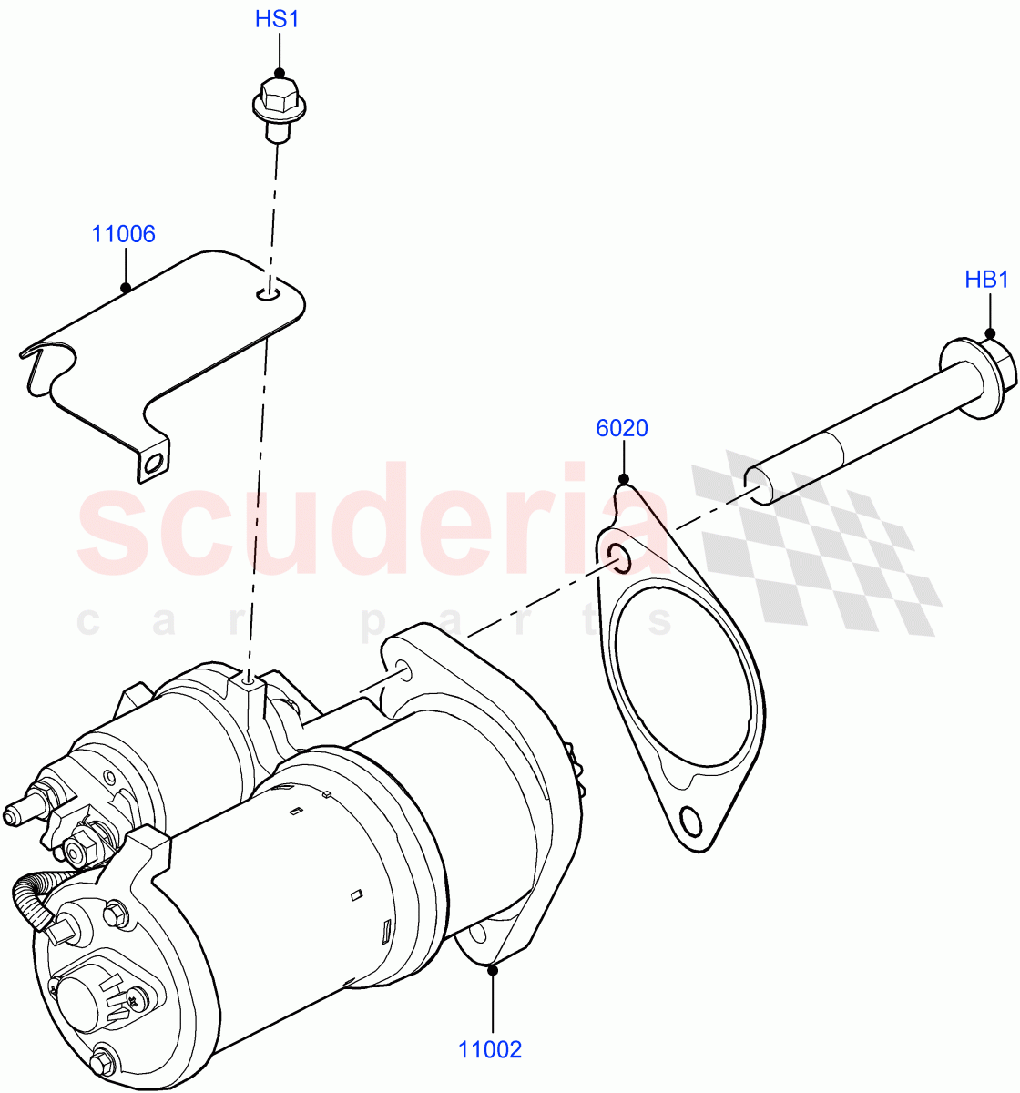 Starter Motor(3.0L AJ20P6 Petrol High)((V)FROMKA000001) of Land Rover Land Rover Range Rover (2012-2021) [3.0 I6 Turbo Petrol AJ20P6]