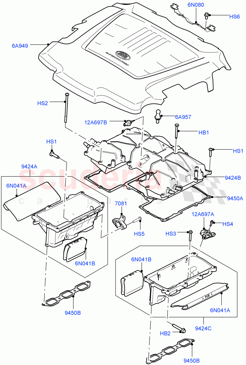 Inlet Manifold(Manifolds, Intercooler And Cover)(3.0L DOHC GDI SC V6 PETROL) of Land Rover Land Rover Range Rover Velar (2017+) [3.0 DOHC GDI SC V6 Petrol]