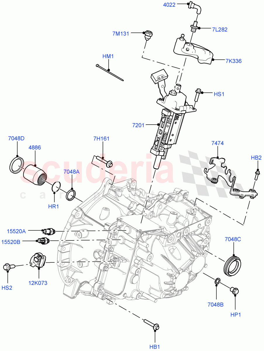 Manual Transmission External Cmpnts(2.0L I4 DSL MID DOHC AJ200,6 Speed Manual Trans M66 - AWD,6 Speed Manual Trans-JLR M66 2WD)((V)FROMGH000001) of Land Rover Land Rover Range Rover Evoque (2012-2018) [2.0 Turbo Petrol GTDI]