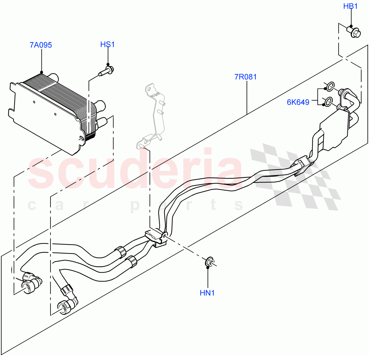 Transmission Cooling Systems(Solihull Plant Build)(3.0 V6 D Gen2 Twin Turbo,8 Speed Auto Trans ZF 8HP70 4WD,3.0L 24V V6 Turbo Diesel Std Flow,3.0 V6 D Low MT ROW,3.0 V6 D Gen2 Mono Turbo,3.0L 24V DOHC V6 TC Diesel)((V)FROMAA000001) of Land Rover Land Rover Range Rover (2012-2021) [2.0 Turbo Petrol AJ200P]