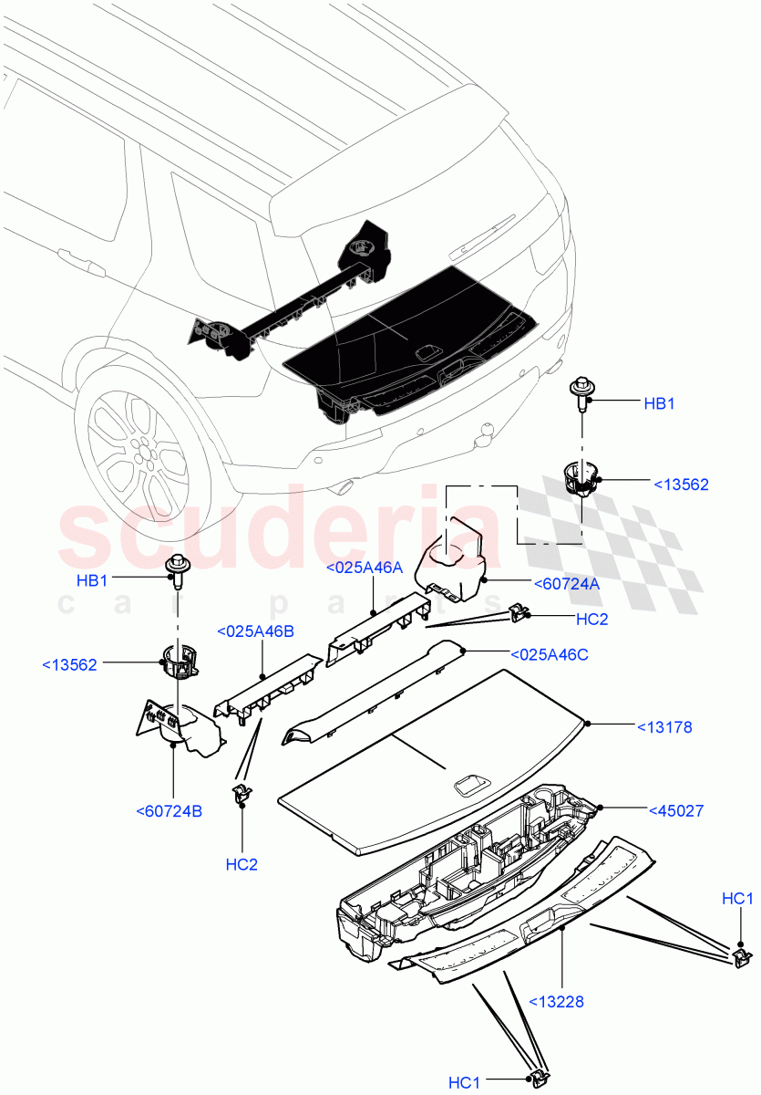 Load Compartment Trim(Floor)(Halewood (UK),With 3rd Row Double Seat,With 7 Seat Configuration,Third Row Dual Individual Seat) of Land Rover Land Rover Discovery Sport (2015+) [2.0 Turbo Diesel AJ21D4]