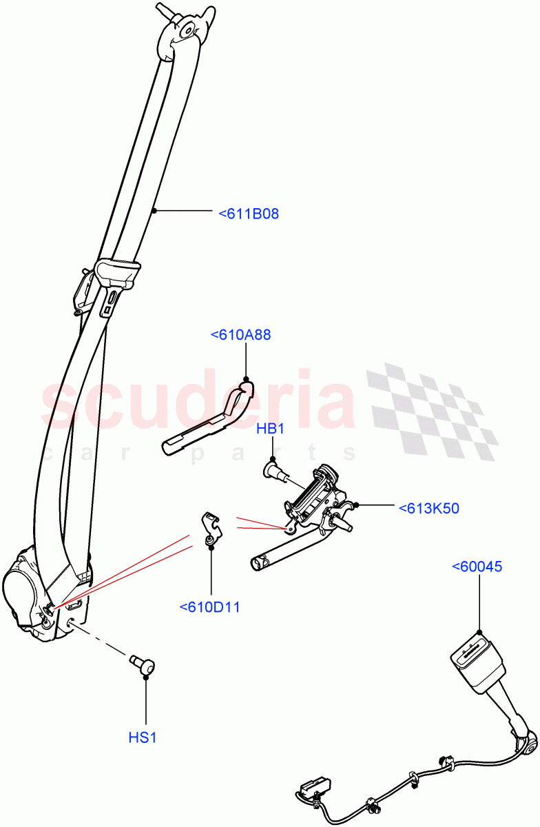 Front Seat Belts(Nitra Plant Build)((V)FROMK2000001) of Land Rover Land Rover Discovery 5 (2017+) [3.0 DOHC GDI SC V6 Petrol]