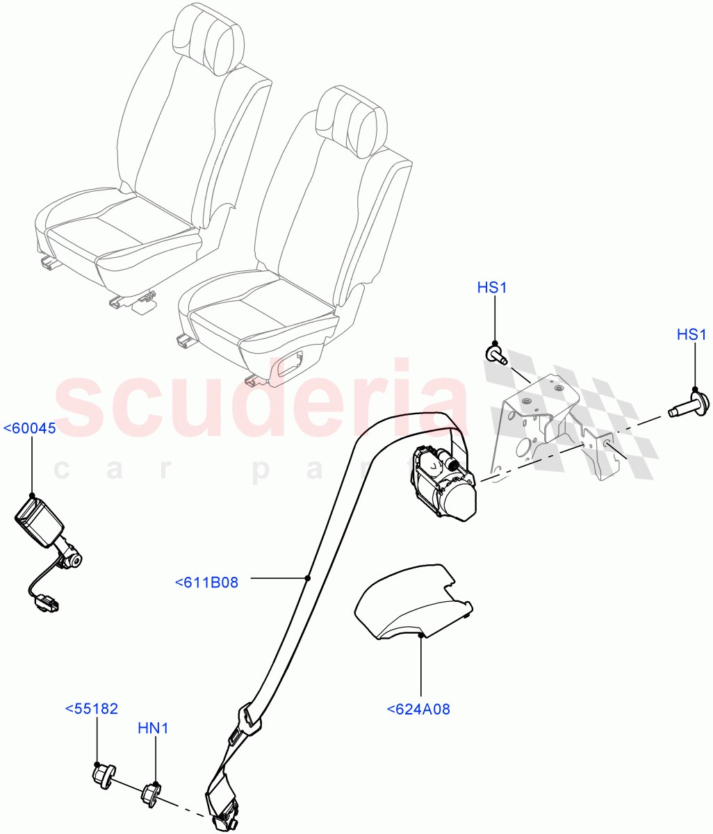 Rear Seat Belts(With 40/40 Split Individual Rr Seat,With 2 Rear Small Individual Seats,Individual 2nd Row Seats SV) of Land Rover Land Rover Range Rover (2012-2021) [3.0 Diesel 24V DOHC TC]