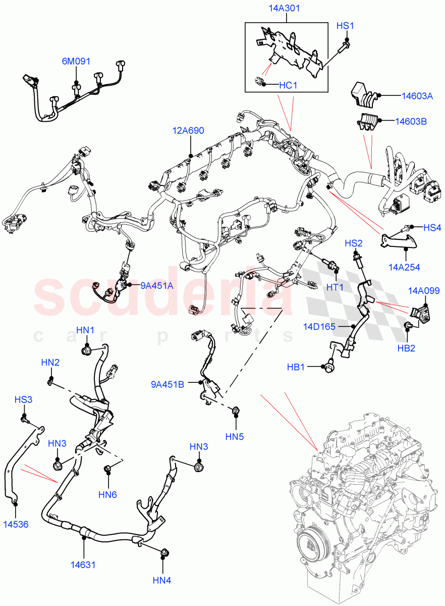 Engine Harness(2.0L AJ21D4 Diesel Mid,RHD,Less Electric Engine Battery)((V)FROMMA000001) of Land Rover Land Rover Range Rover Velar (2017+) [2.0 Turbo Diesel]