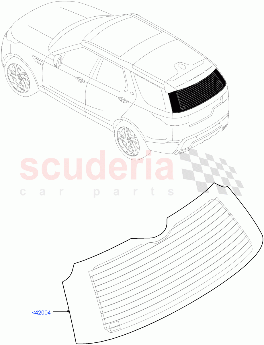 Back Window Glass(Solihull Plant Build)((V)FROMHA000001) of Land Rover Land Rover Discovery 5 (2017+) [3.0 DOHC GDI SC V6 Petrol]