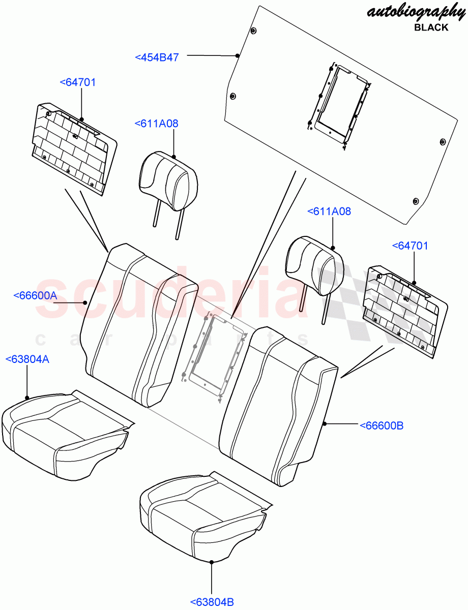 Rear Seat Covers(Autobiography Black / SV Autobiography)(With 40/40 Split Individual Rr Seat)((V)FROMEA000001,(V)TOHA999999) of Land Rover Land Rover Range Rover (2012-2021) [5.0 OHC SGDI NA V8 Petrol]