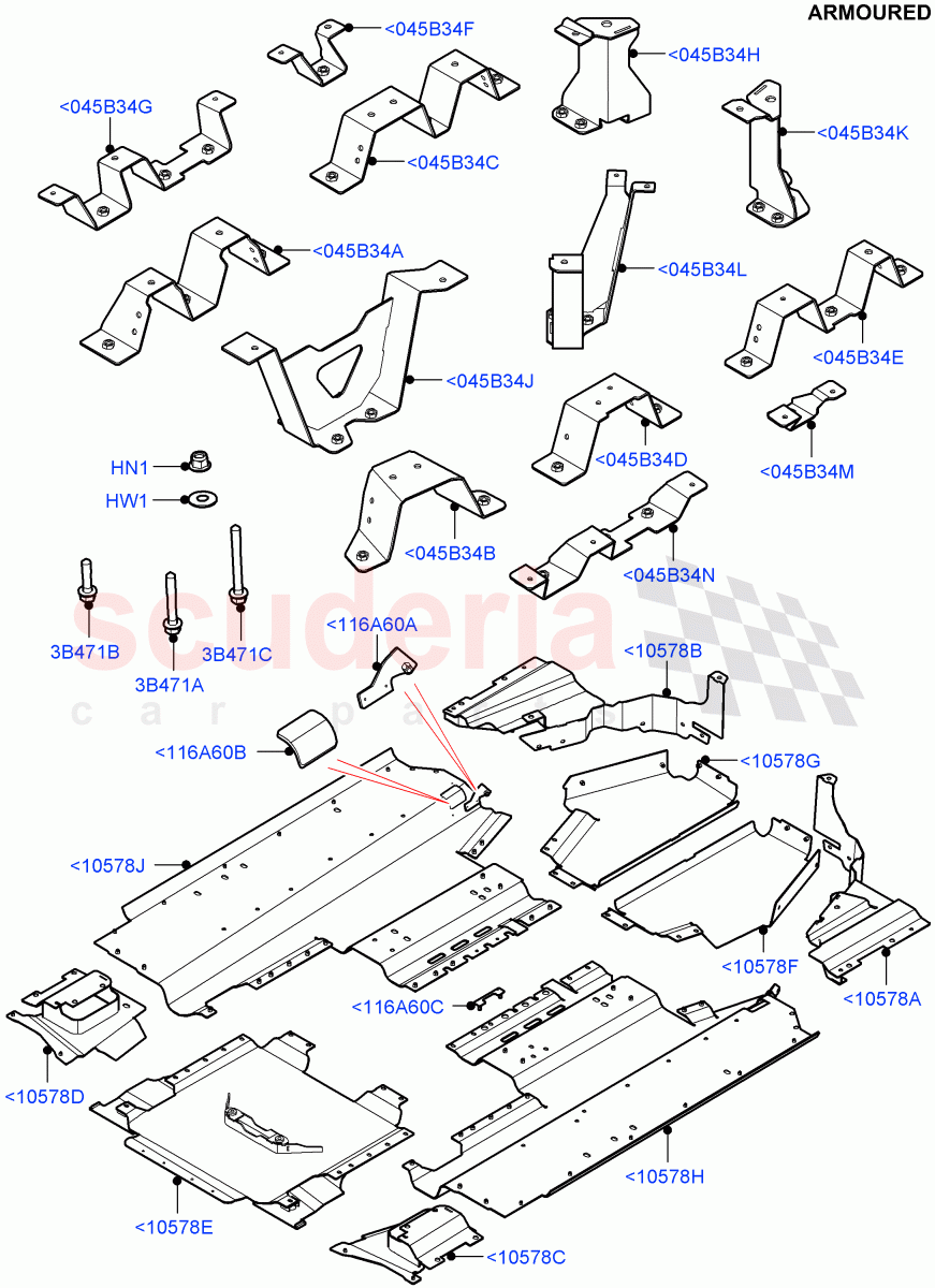 Floor Pan - Centre And Rear(Aluminium Floor)(Armoured)((V)FROMEA000001) of Land Rover Land Rover Range Rover (2012-2021) [3.0 Diesel 24V DOHC TC]