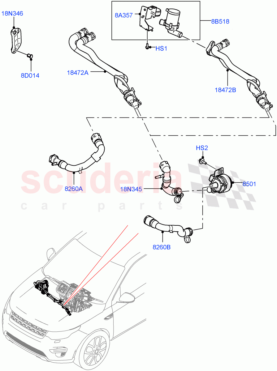 Heater Hoses(2.0L AJ21D4 Diesel Mid,Halewood (UK),2.0L AJ21D4 Diesel High)((V)FROMMH000001) of Land Rover Land Rover Discovery Sport (2015+) [2.0 Turbo Diesel AJ21D4]