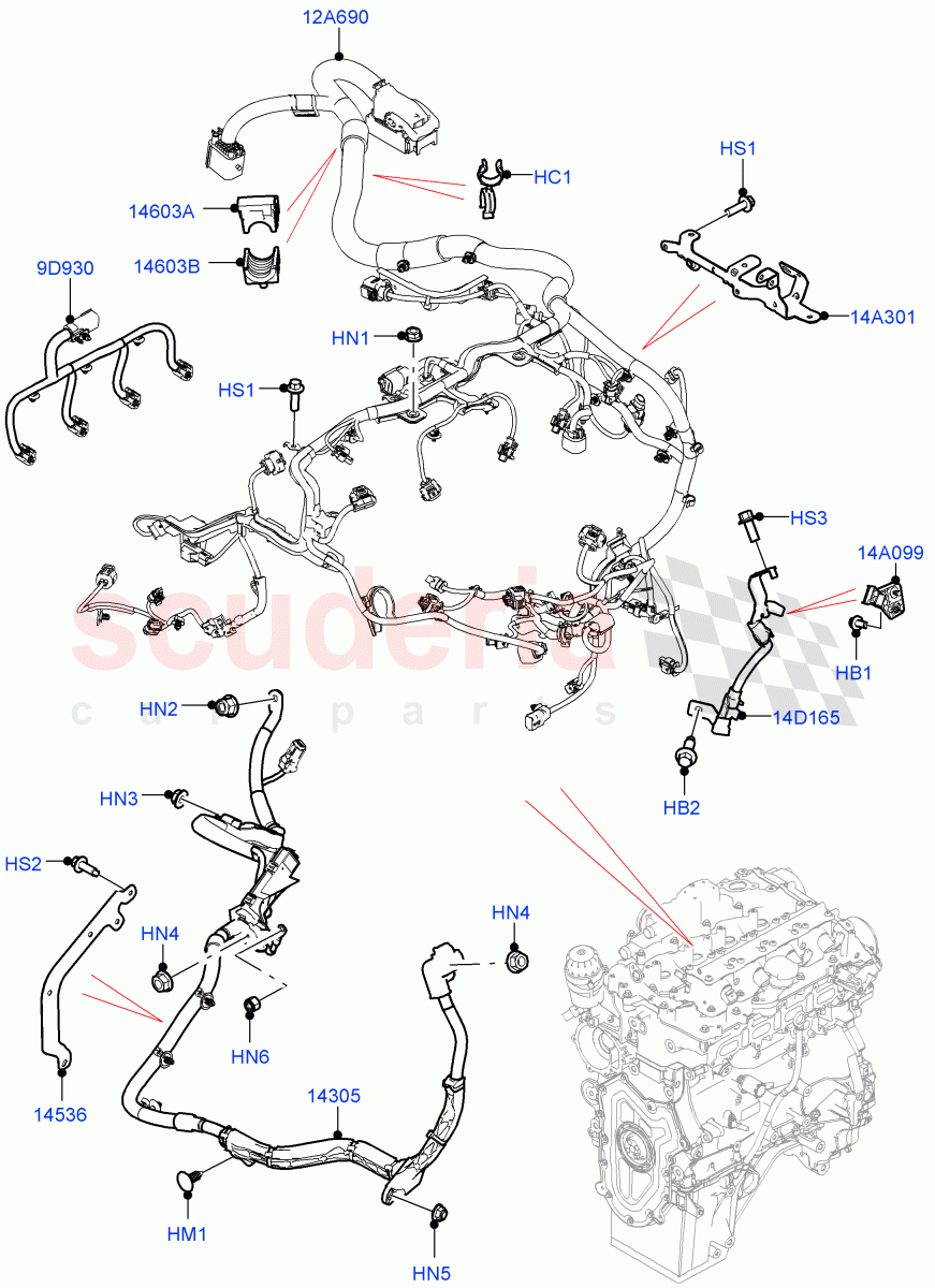 Engine Harness(LHD)(2.0L AJ200P Hi PHEV)((V)FROMMA000001) of Land Rover Land Rover Range Rover Velar (2017+) [3.0 Diesel 24V DOHC TC]