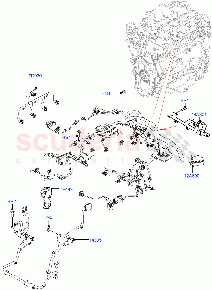 Electrical Wiring - Engine And Dash(2.0L AJ200P Hi PHEV)((V)FROMJA000001) of Land Rover Land Rover Range Rover Sport (2014+) [2.0 Turbo Diesel]