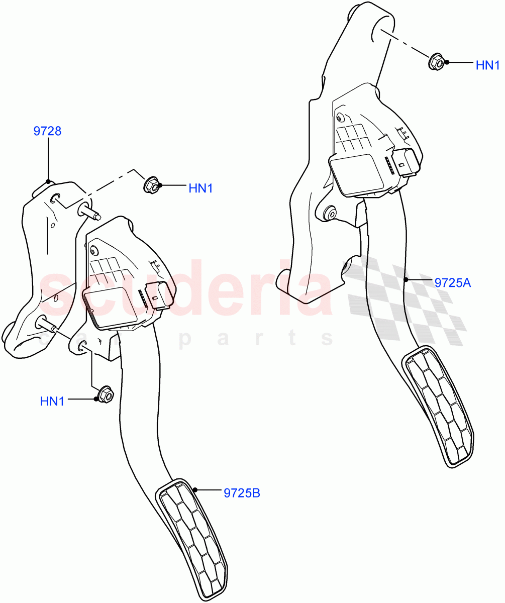 Accelerator/Injection Pump Controls (2.0L I4 Mid DOHC AJ200 Petrol, 2.0L I4 High DOHC AJ200 Petrol, 2.0L AJ200P Hi PHEV) of Land Rover Land Rover Range Rover Velar (2017+) [2.0 Turbo Petrol AJ200P]