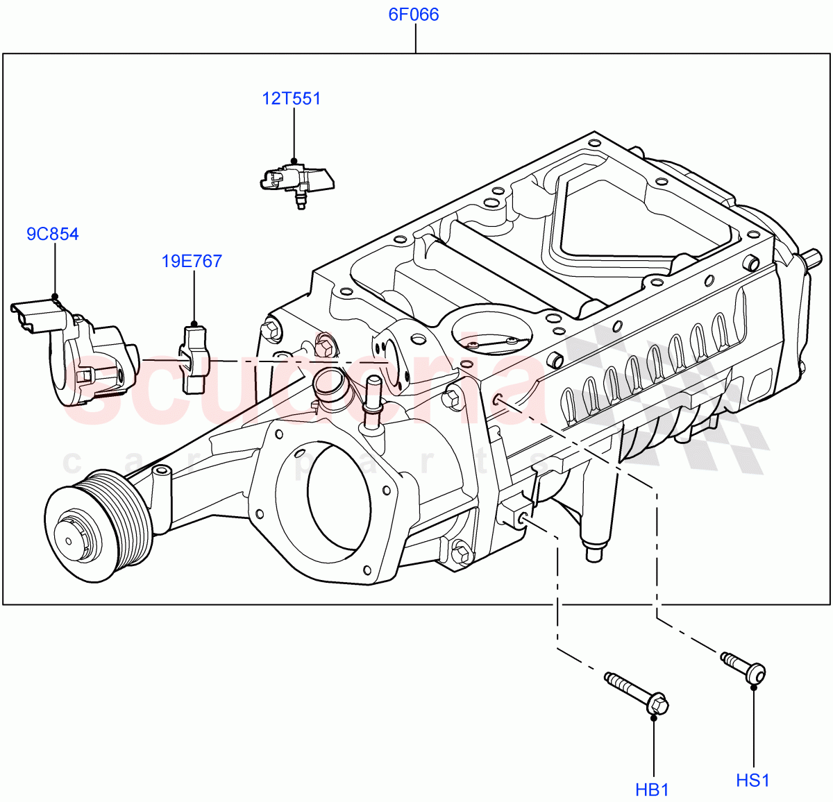 Supercharger (5.0L P AJ133 DOHC CDA S/C Enhanced) ((V) FROMKA000001) of Land Rover Land Rover Range Rover Velar (2017+) [5.0 OHC SGDI SC V8 Petrol]