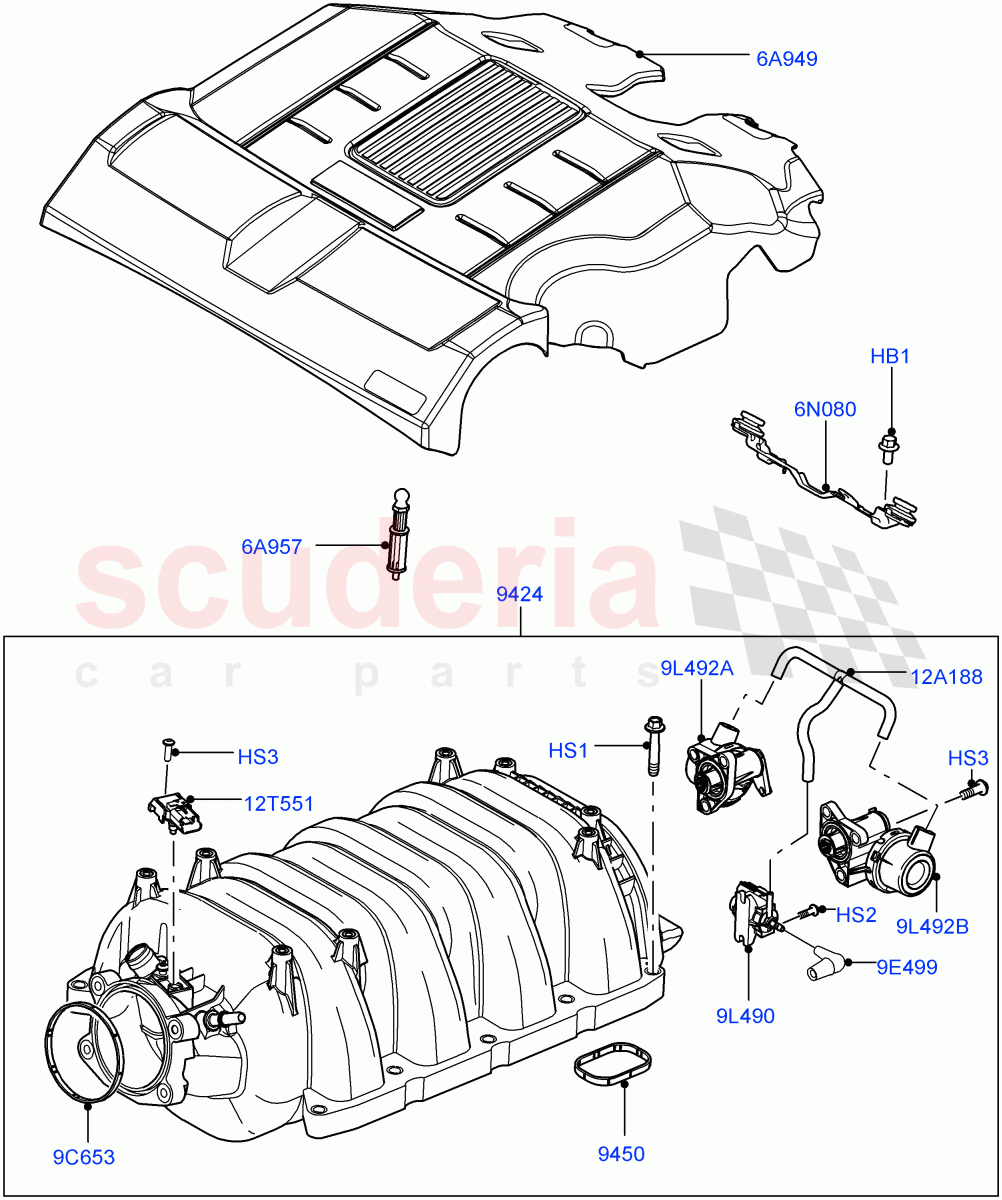 Inlet Manifold(5.0L OHC SGDI NA V8 Petrol - AJ133) of Land Rover Land Rover Range Rover (2012-2021) [5.0 OHC SGDI NA V8 Petrol]