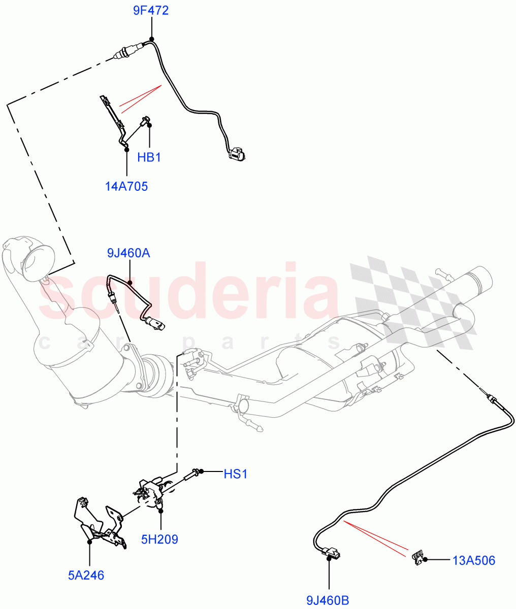 Exhaust Sensors And Modules(2.0L AJ20D4 Diesel Mid PTA,Stage V Plus DPF,Halewood (UK),Proconve L6 Emissions,2.0L AJ20D4 Diesel High PTA,DPF + DE-SOX) of Land Rover Land Rover Range Rover Evoque (2019+) [2.0 Turbo Diesel]