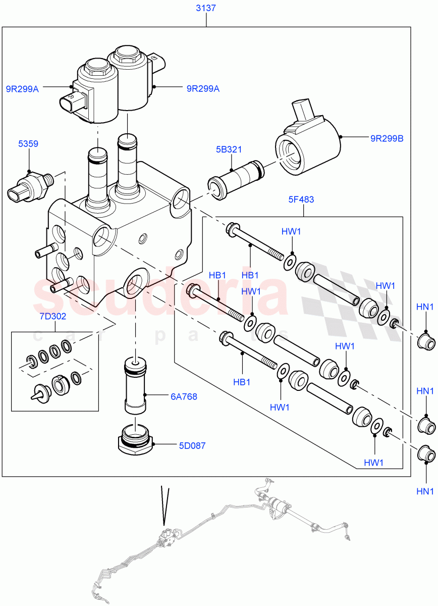 Active Anti-Roll Bar System (Valve Block) (With Roll Stability Control) ((V) TO9A999999) of Land Rover Land Rover Range Rover Sport (2005-2009) [2.7 Diesel V6]