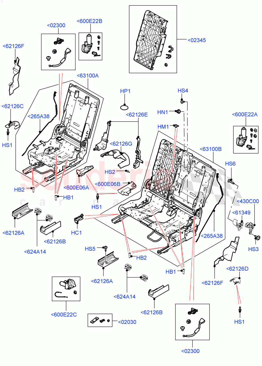 Rear Seat Base(Nitra Plant Build)(Version - Core,60/40 Load Through With Slide,Version - R-Dynamic)((V)FROMK2000001) of Land Rover Land Rover Discovery 5 (2017+) [2.0 Turbo Diesel]